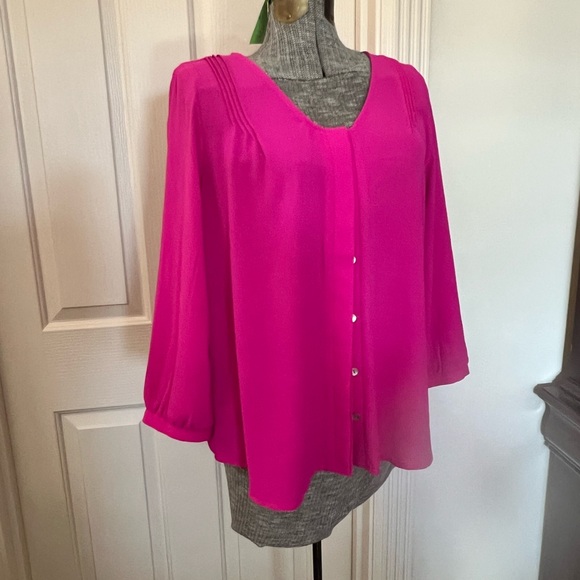 Papermoon Fuchsia Button Front Blouse - M - Picture 2 of 7